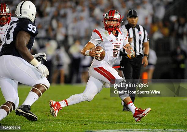Rutgers QB Chris Laviano gets big eyes as he sees Penn State Antoine White coming at him while crumbling. The Penn State Nittany Lions defeated the...