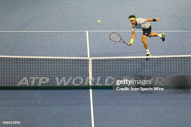 David Ferrer of Spain in action during his 3-6, 6-2, 6-4 win against Benjamin Becker of Germany in the semifinal match of ATP World Tour 250...