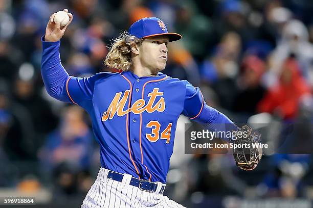 New York Mets starting pitcher Noah Syndergaard [7990] New York Mets starting pitcher Noah Syndergaard [7990] in action during the Mets' 4-1 victory...