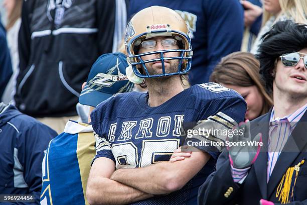 Akron Zips fans in the stands during the second quarter of the game between the Central Michigan Chippewas and Akron Zips at Summa Field at...