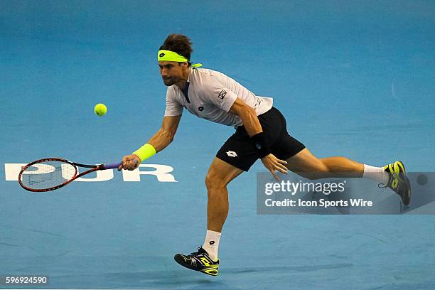 David Ferrer of Spain in action during his 7-5, 7-5 win against Feliciano Lopez of Spain in the final match of ATP World Tour 250 Malaysian Open,...