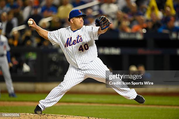 New York Mets relief pitcher Bartolo Colon during Game 4 of the NLDS between the New York Mets and the Los Angeles Dodgers played at Citi Field in...