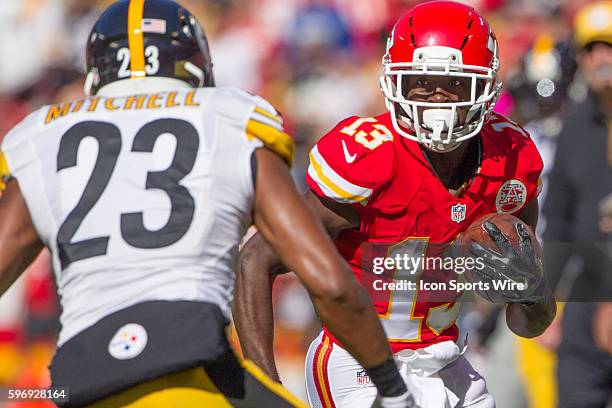 Kansas City Chiefs wide receiver De'Anthony Thomas during the NFL game between the Pittsburgh Steelers and the Kansas City Chiefs at Kauffman Stadium...