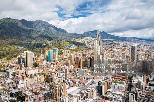 bogota city view from above - colombia stockfoto's en -beelden