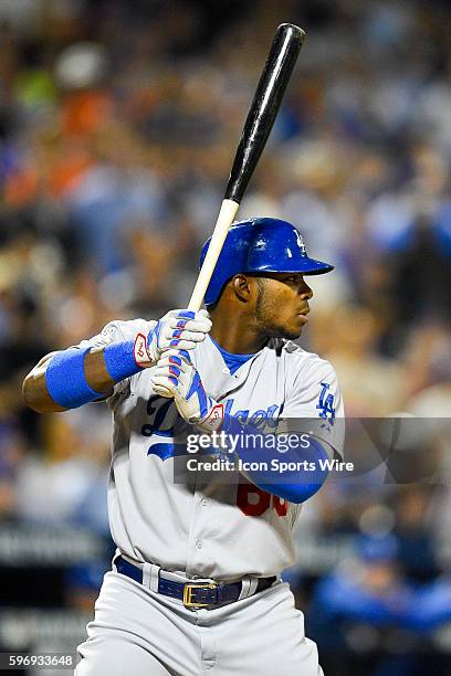 Los Angeles Dodgers right fielder Yasiel Puig during Game 4 of the NLDS between the New York Mets and the Los Angeles Dodgers played at Citi Field in...