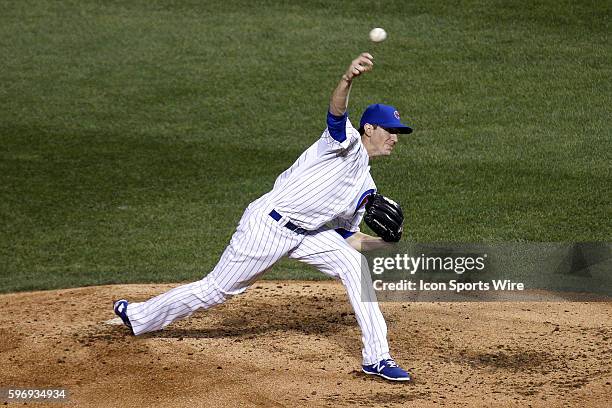 Chicago Cubs starting pitcher Kyle Hendricks in game 3 action of the National League Championship Series between the New York Mets and the Chicago...