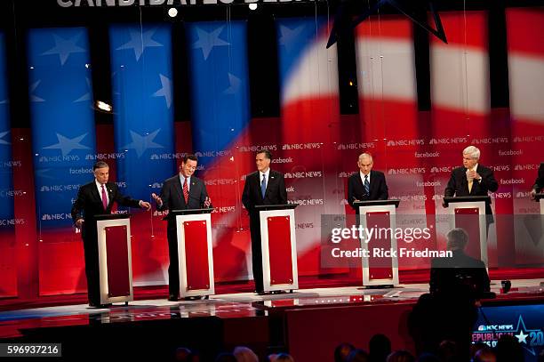 The NBC-Facebook Republican presidential candidates debate between John Huntsman Rick Santorum, MItt Romney, Ron Paul, Newt Gingrich and Rick Perry...