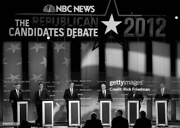 The NBC-Facebook Republican presidential candidates debate between John Huntsman Rick Santorum, MItt Romney, Ron Paul, Newt Gingrich and Rick Perry...