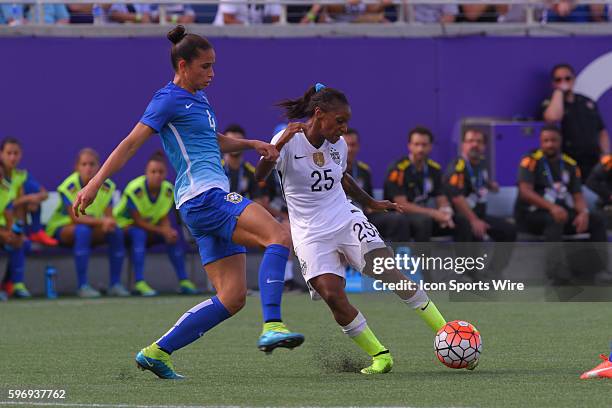 Orlando, Florida, USA, Crystal Dunn of the US Women's National Team during USA v Brazil friendly International soccer match at the Citrus Bowl in...