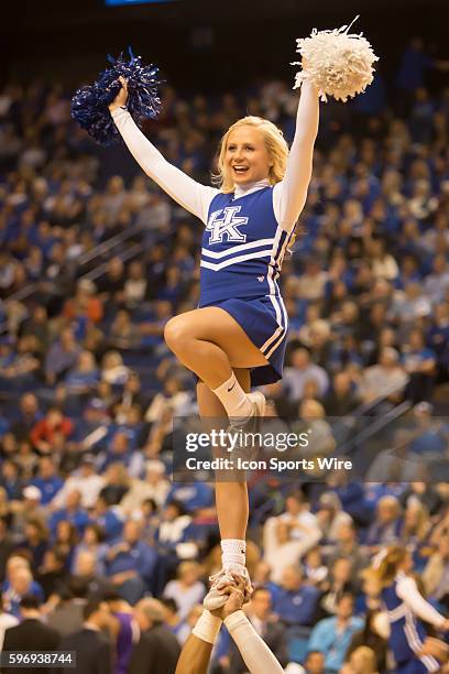 University of Kentucky cheerleader during the 2nd half of the NCAA basketball game between Albany and the Kentucky Wildcats at Rupp Arena in...