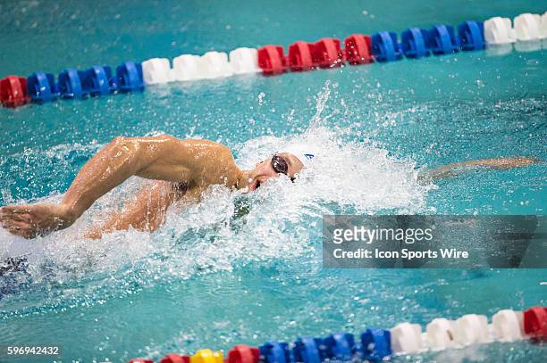 Michael Weiss competes in the 200m freestyle consolation during the Arena Pro Swim Series at the YMCA Aquatic Center in Orlando, FL.
