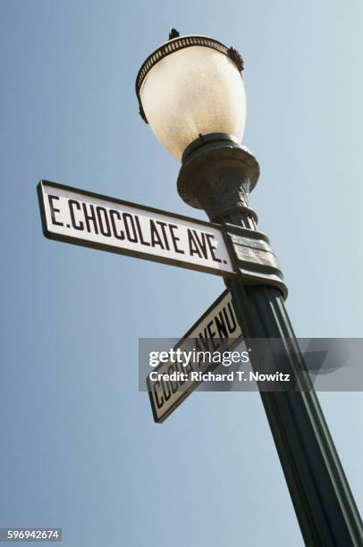 street lamp with avenue markers - hershey stock pictures, royalty-free photos & images