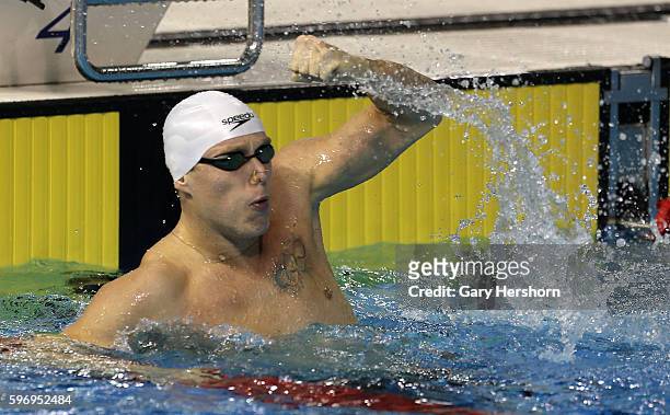 Henrique Rodrigues of Brazil celebrates winning the gold medal in the men's 200m individual medley final at the Toronto 2015 PanAm Games in Toronto,...