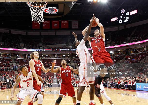 Dec 16, 2015; Columbus, OH, USA; Northern Illinois Huskies guard Michael Orris attempts a lay up during the game against the Ohio State Buckeyes at...