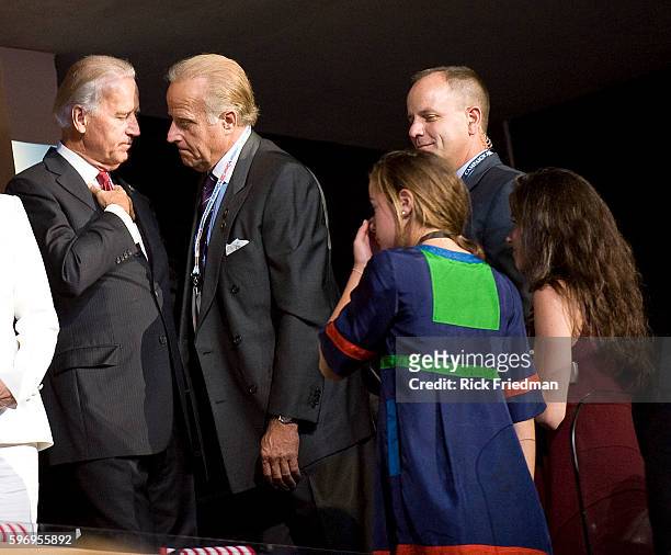 Democratic Vice Presidential candidate Joe Biden and his brother James Biden during the Democratic National Convention in Denver.