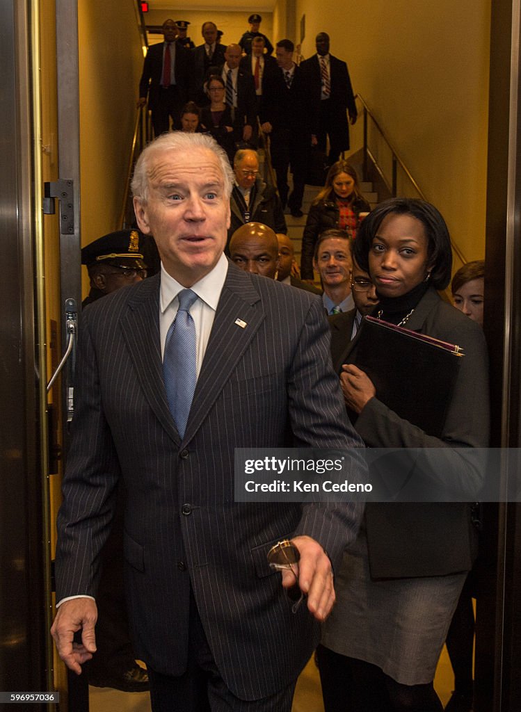 Vice President Biden arrives on Capitol Hill