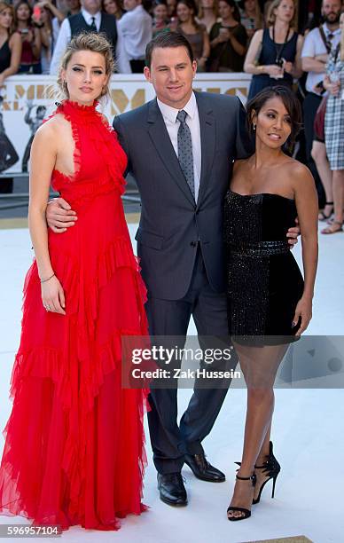 Amber Heard, Channing Tatum and Jada Pinkett Smith arriving at the European Premiere of Magic Mike XXL in Leicester Square, London.