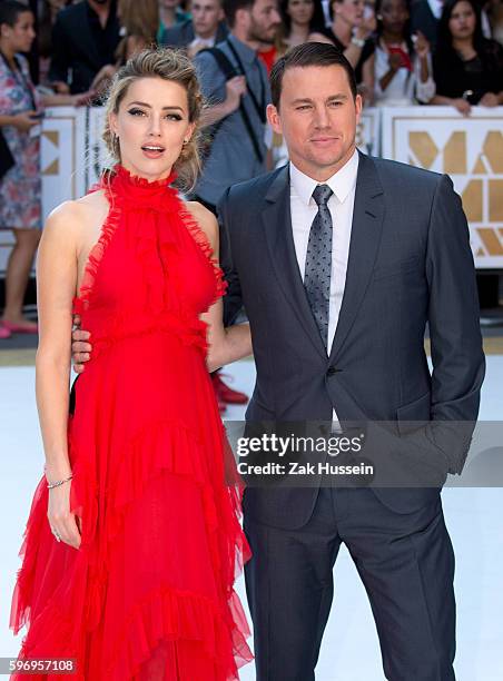 Amber Heard and Channing Tatum arriving at the European Premiere of Magic Mike XXL in Leicester Square, London.