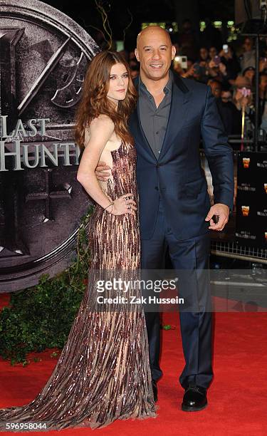 Rose Leslie and Vin Diesel arriving at the European premiere of the Last Witch Hunter at the Empire Leicester Square in London.