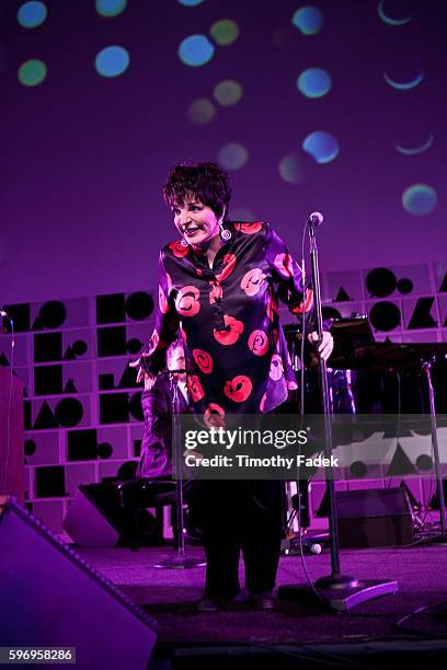 Liza Minelli performs on stage during the 2nd Annual amfAR Inspiration Gala at The Museum of Modern Art in New York.