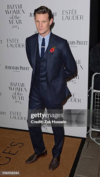 Matt Smith arriving at the Harper's Bazaar Women of the Year Awards at Claridges in London.