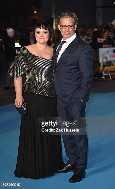 Dexter Fletcher and Dalia Ibelhauptaite arriving at the European premiere of Eddie the Eagle at the Odeon Leicester Square in London