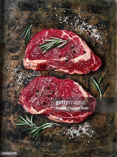 ribeye steak - meat raw stock pictures, royalty-free photos & images