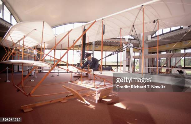 replica of wright brothers airplane - wright brothers stock pictures, royalty-free photos & images
