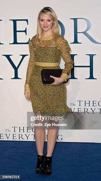 Emily Berrington arriving at the UK premiere of "The Theory of Everything" at the Odeon Leicester Square in London.