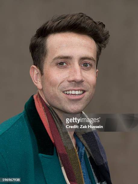 Nick Grimshaw arriving at the Burberry Prorsum show at the London Collections: Men AW15 in London.