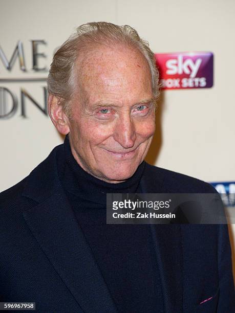 Charles Dance arriving at the world premiere of "Game of Thrones" Season 5 at the Tower of London.