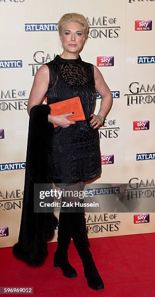 Hannah Waddingham arriving at the world premiere of "Game of Thrones" Season 5 at the Tower of London.