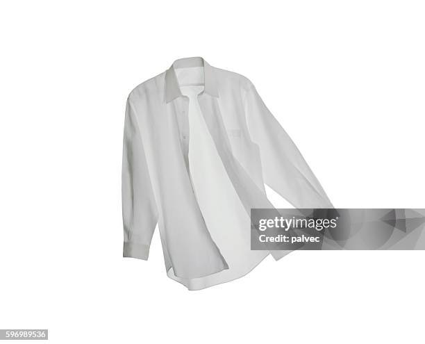 a white button down shirt on a white background - white button down shirt stock pictures, royalty-free photos & images