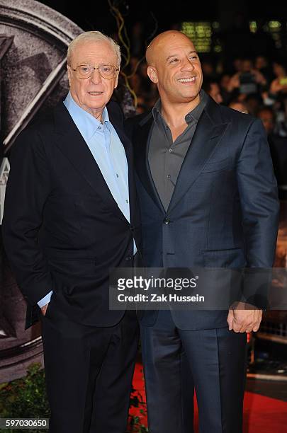 Sir Michael Caine and Vin Diesel arriving at the European premiere of the Last Witch Hunter at the Empire Leicester Square in London.