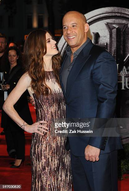 Rose Leslie and Vin Diesel arriving at the European premiere of the Last Witch Hunter at the Empire Leicester Square in London.