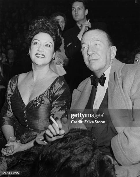 American singer Ethel Merman and English playwright and director Noël Coward attend an election rally in support of Republican candidate Dwight David...