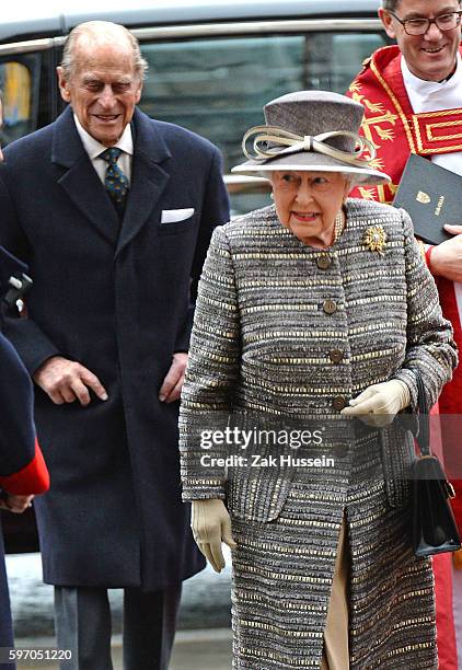 Queen Elizabeth II and Prince Philip, Duke of Edinburgh attend the inauguration of the tenth General Synod at Westminster Abbey in London