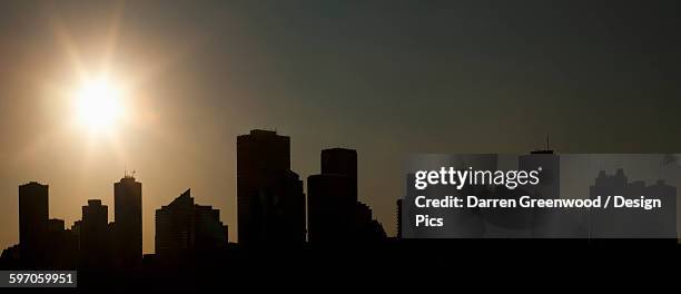 silhouette of the skyline of the city of edmonton - edmonton skyline stock pictures, royalty-free photos & images