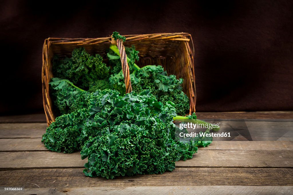 Organic kale in basket