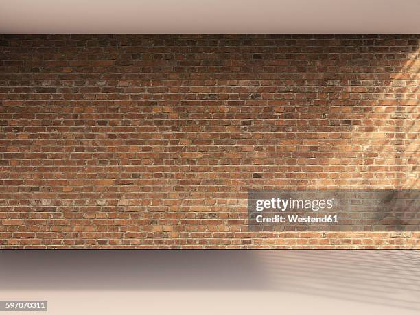 illustrations, cliparts, dessins animés et icônes de 3d rendering of interior brick wall and grey floor - mur de briques