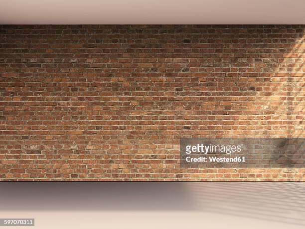 3d rendering of interior brick wall and grey floor - indoors stock illustrations