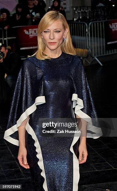 Cate Blanchett arriving at the screening of Carol during the BFI London Film Festival in London.