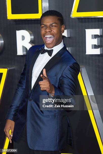 John Boyega arriving at the European premiere of "Star Wars - The Force Awakens" in Leicester Square, London