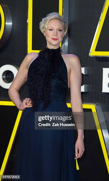 Gwendoline Christie arriving at the European premiere of "Star Wars - The Force Awakens" in Leicester Square, London