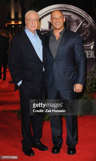 Sir Michael Caine and Vin Diesel arriving at the European premiere of the Last Witch Hunter at the Empire Leicester Square in London.