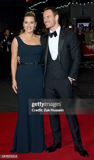 Michael Fassbender and Kate Winslet arriving at the gala screening of Steve Jobs on the closing night of the BFI London Film Festival