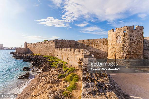 greece, rhodes, old town, city wall and paul bastion - rhodes,_new_south_wales stock pictures, royalty-free photos & images