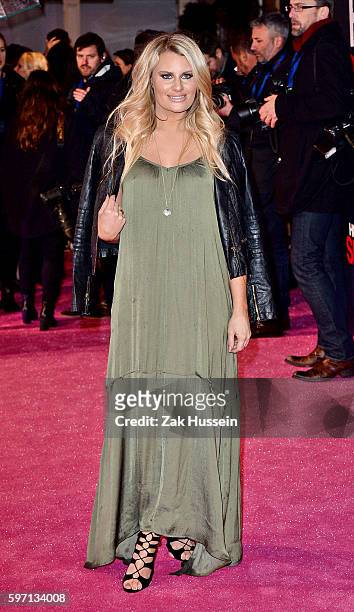 Danielle Armstrong arriving at the European premiere of "How to be Single" at the Vue West End in London