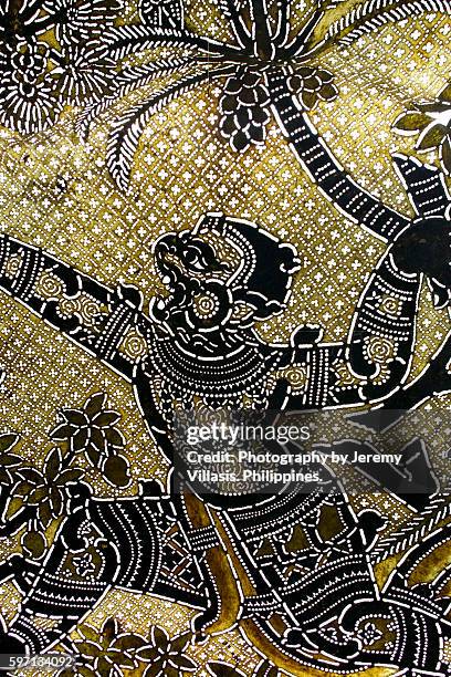 traditional thai shadow puppet detail - lord hanuman stock pictures, royalty-free photos & images