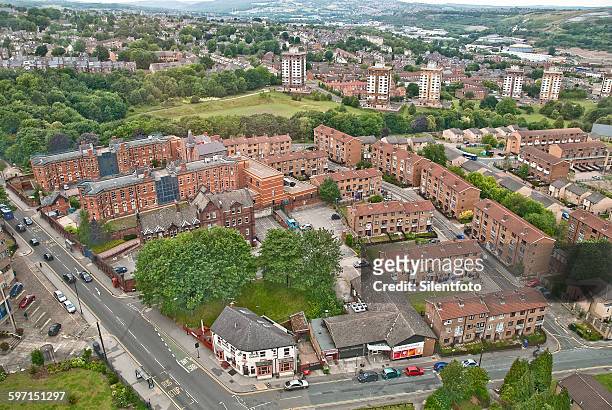 aerial view of the bathfield council estate - silentfoto sheffield stock pictures, royalty-free photos & images